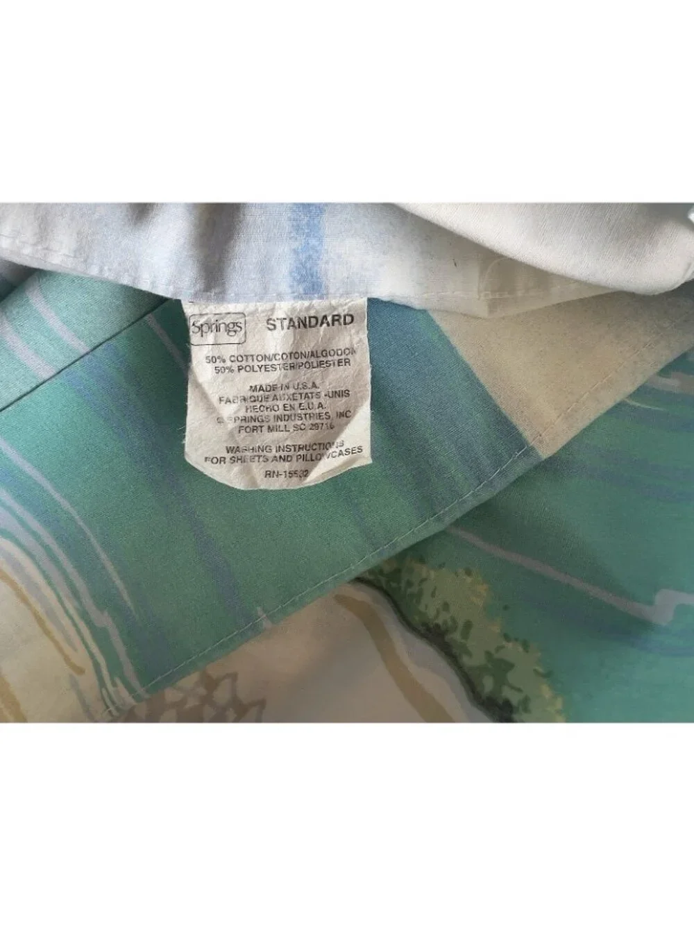SPRINGS Pillowcase PAIR Standard Beach House Sailboats Ocean Sea Oats 50% Cotton